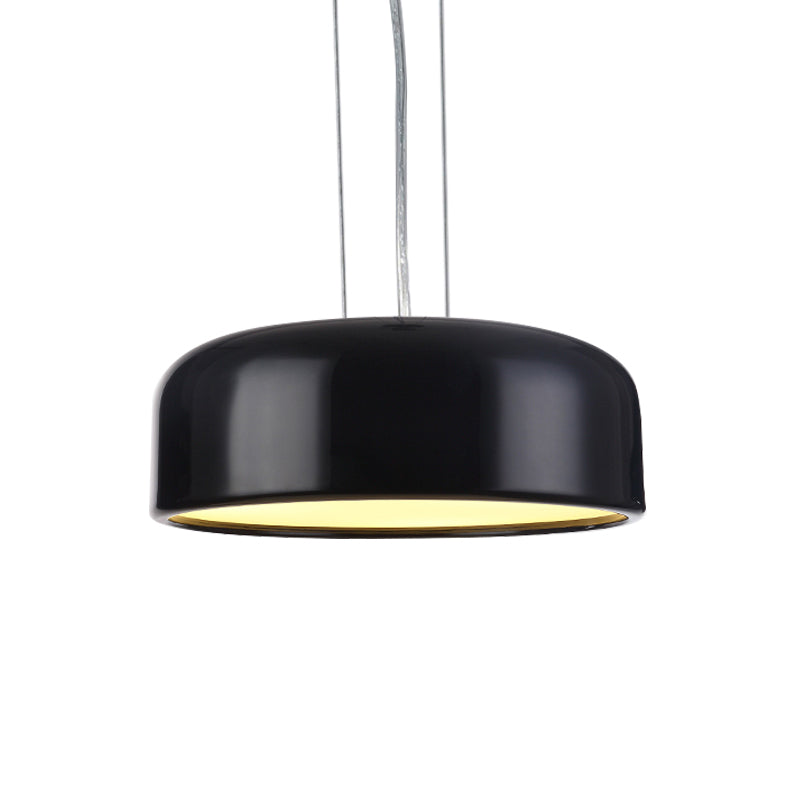 Metallic Macaron Style Pendant Light Fixture | Khaki/Black Drum Shade | 1 Bulb | Restaurant Ceiling Fixture | Multiple Width Options