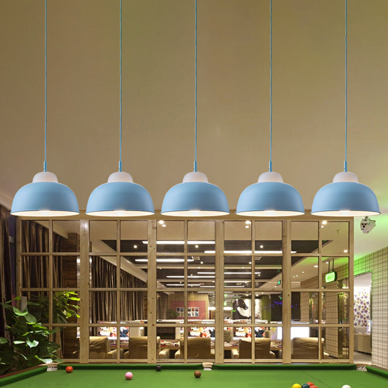 Nordic Style Pendant Light: Metallic Hanging Fixture In Black/Green For Table - 1 Bulb