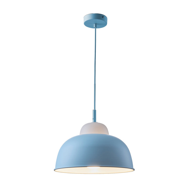 Nordic Style Pendant Light: Metallic Hanging Fixture In Black/Green For Table - 1 Bulb