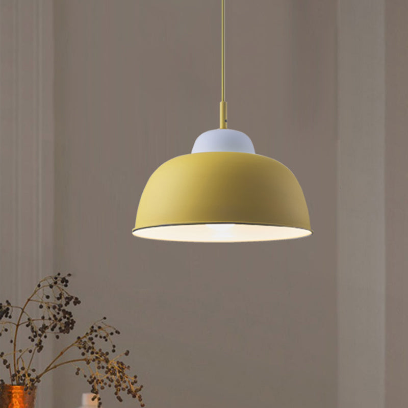 Nordic Style Pendant Light: Metallic Hanging Fixture In Black/Green For Table - 1 Bulb Yellow
