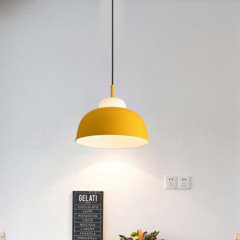 Nordic Style Pendant Light: Metallic Hanging Fixture In Black/Green For Table - 1 Bulb