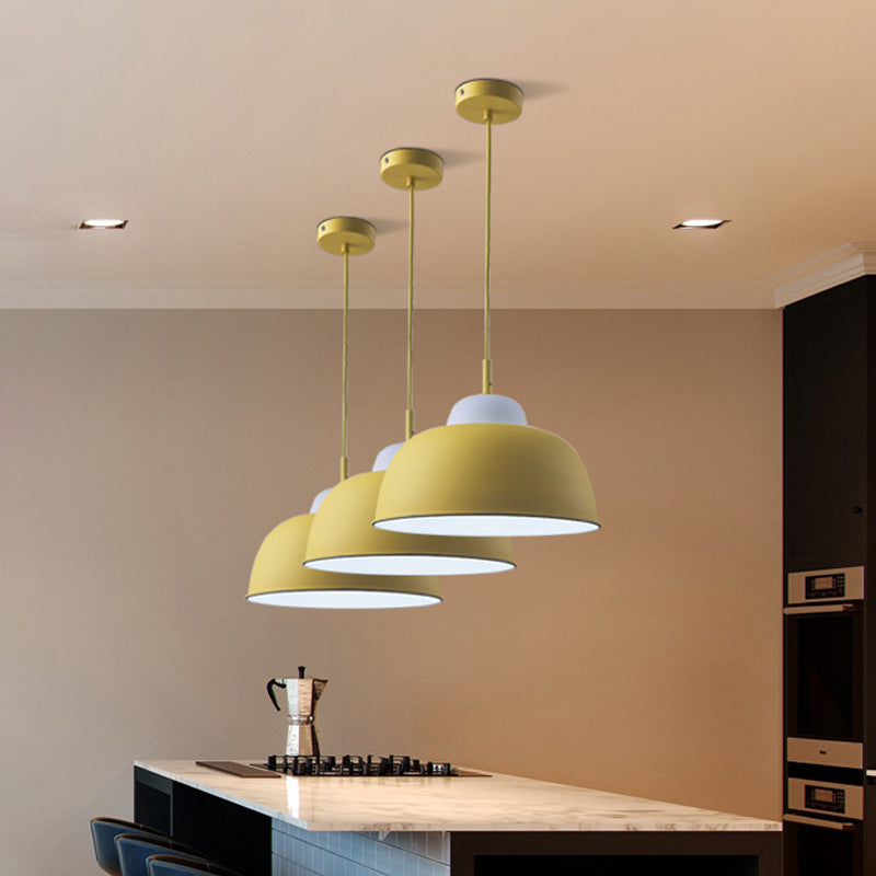 Nordic Style Pendant Light: Metallic Hanging Fixture In Black/Green For Table - 1 Bulb