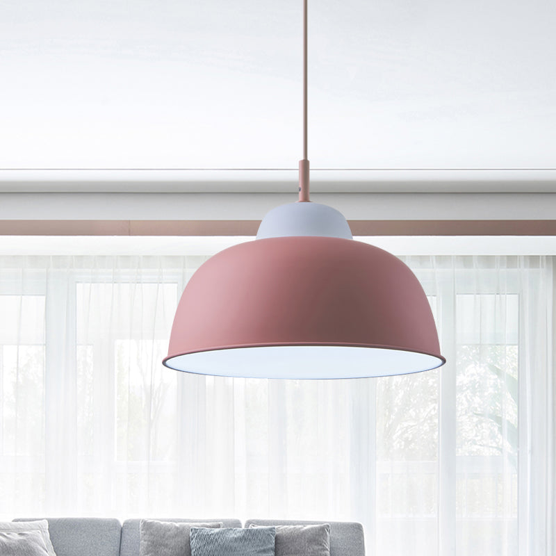 Nordic Style Pendant Light: Metallic Hanging Fixture In Black/Green For Table - 1 Bulb Pink