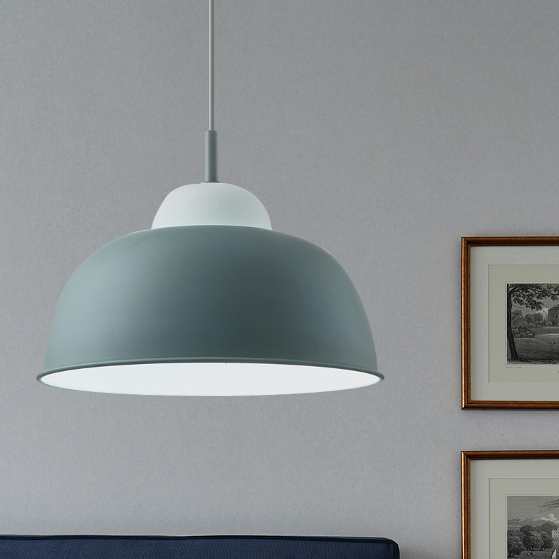Nordic Style Pendant Light: Metallic Hanging Fixture In Black/Green For Table - 1 Bulb