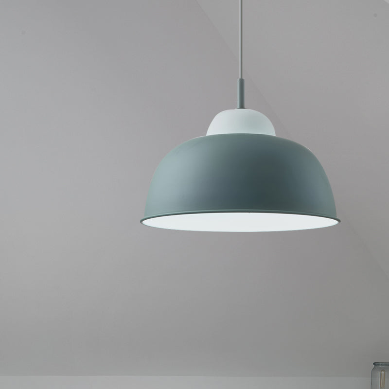 Nordic Style Pendant Light: Metallic Hanging Fixture In Black/Green For Table - 1 Bulb