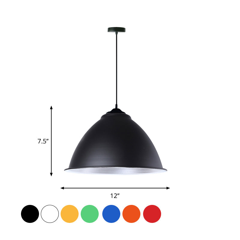Plafonnier industriel métallique suspendu avec cordon réglable - Lampe suspendue à 1 tête (noir/blanc/rouge)