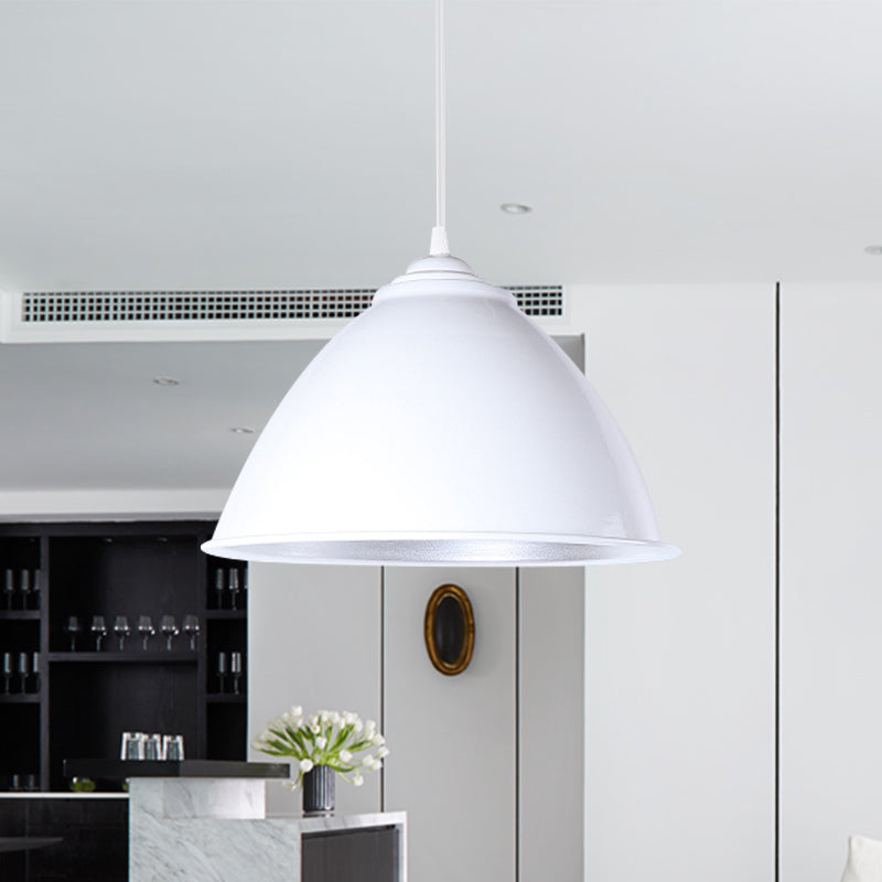Plafonnier industriel métallique suspendu avec cordon réglable - Lampe suspendue à 1 tête (noir/blanc/rouge)