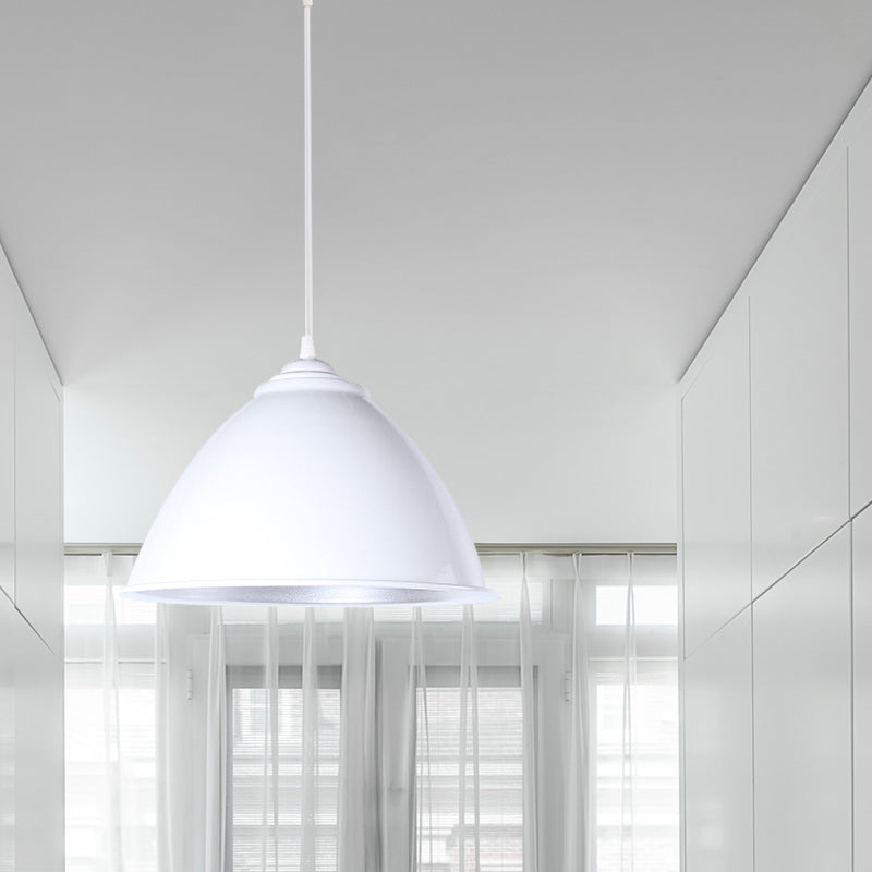 Plafonnier industriel métallique suspendu avec cordon réglable - Lampe suspendue à 1 tête (noir/blanc/rouge)