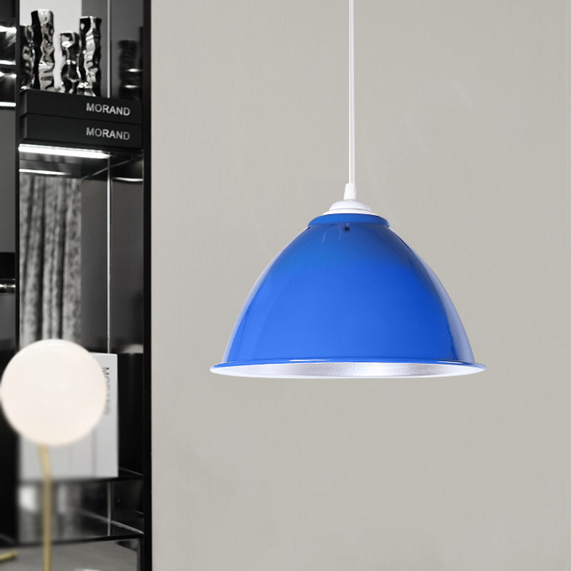 Plafonnier industriel métallique suspendu avec cordon réglable - Lampe suspendue à 1 tête (noir/blanc/rouge)