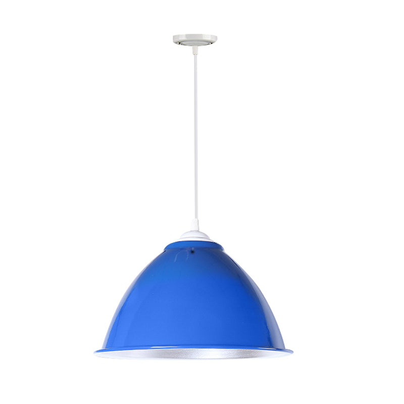 Metallic Domed Hanging Ceiling Light - Industrial Pendant Lamp With Adjustable Cord In