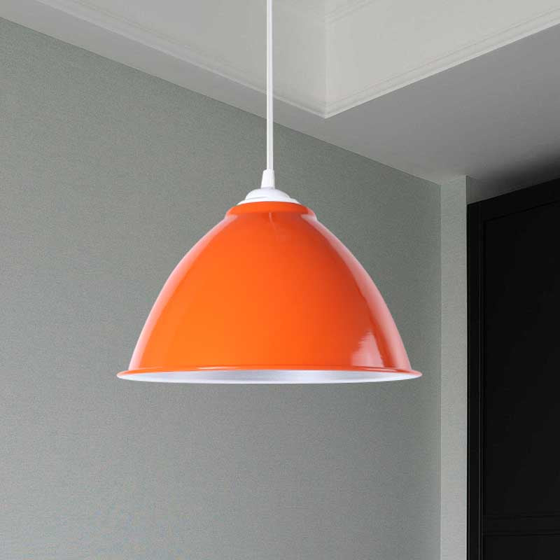 Plafonnier industriel métallique suspendu avec cordon réglable - Lampe suspendue à 1 tête (noir/blanc/rouge)