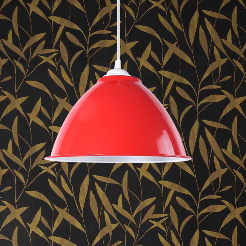 Metallic Domed Hanging Ceiling Light - Industrial Pendant Lamp With Adjustable Cord In