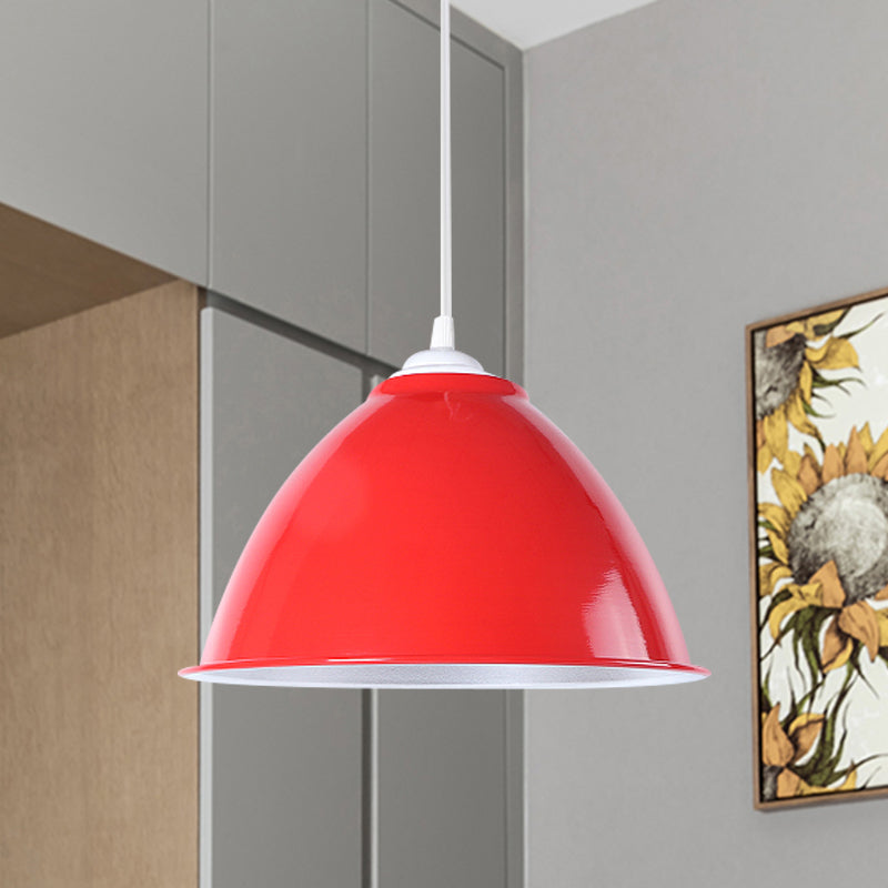 Plafonnier industriel métallique suspendu avec cordon réglable - Lampe suspendue à 1 tête (noir/blanc/rouge)