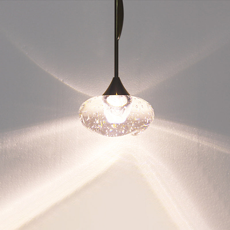 Contemporary Crystal Mini Pendant Light with Clear Ball Design - Bedroom Down Lighting with Ornament