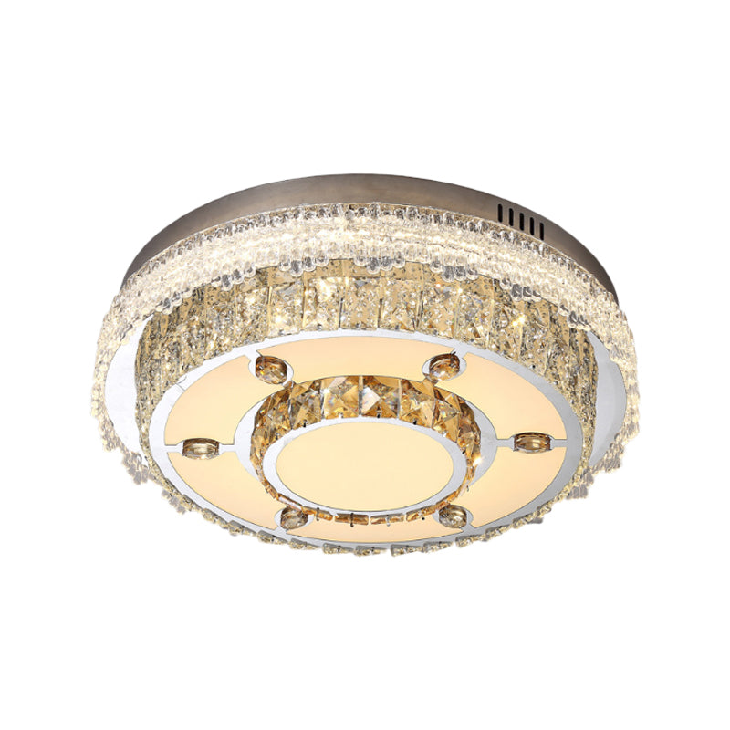 Round Flush Mount Crystal LED Ceiling Light Fixture for Bedroom