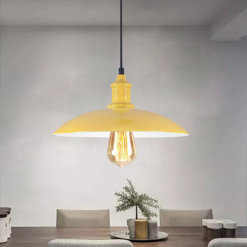 Stylish Macaron Blue/Green Bowl Pendant Lamp - Metal Suspension Light For Dining Room 12.5/16 Dia