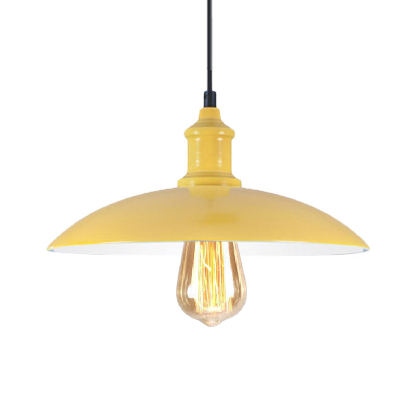 Macaron Stylish Blue/Green Metal Pendant Lamp for Dining Room - 1-Light Bowl Suspension Light, 12.5"/16" Dia