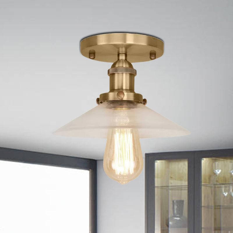 Luminaire de cuisine semi-encastré en verre dépoli - 1 ampoule en noir/laiton/cuivre