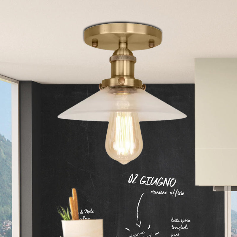 Luminaire de cuisine semi-encastré en verre dépoli - 1 ampoule en noir/laiton/cuivre