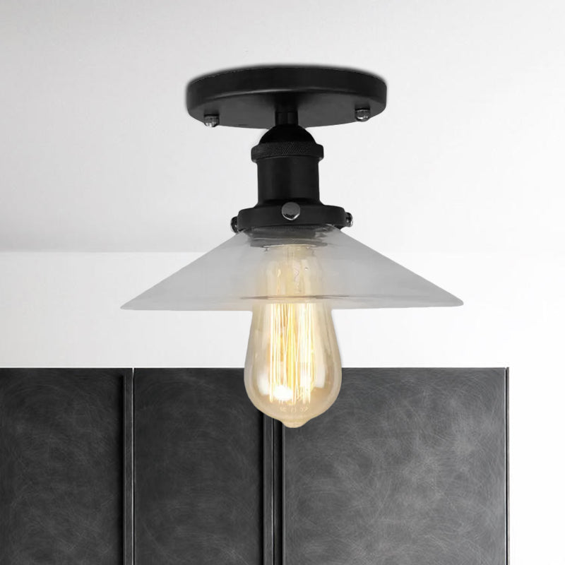 Luminaire de cuisine semi-encastré en verre dépoli - 1 ampoule en noir/laiton/cuivre