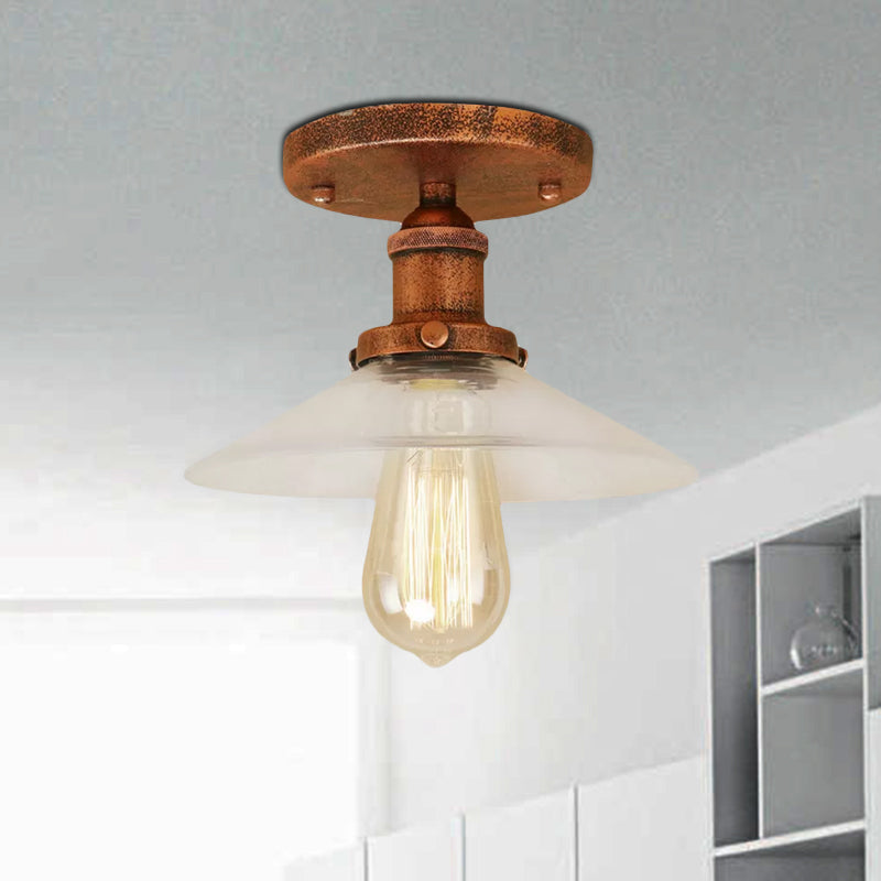 Luminaire de cuisine semi-encastré en verre dépoli - 1 ampoule en noir/laiton/cuivre