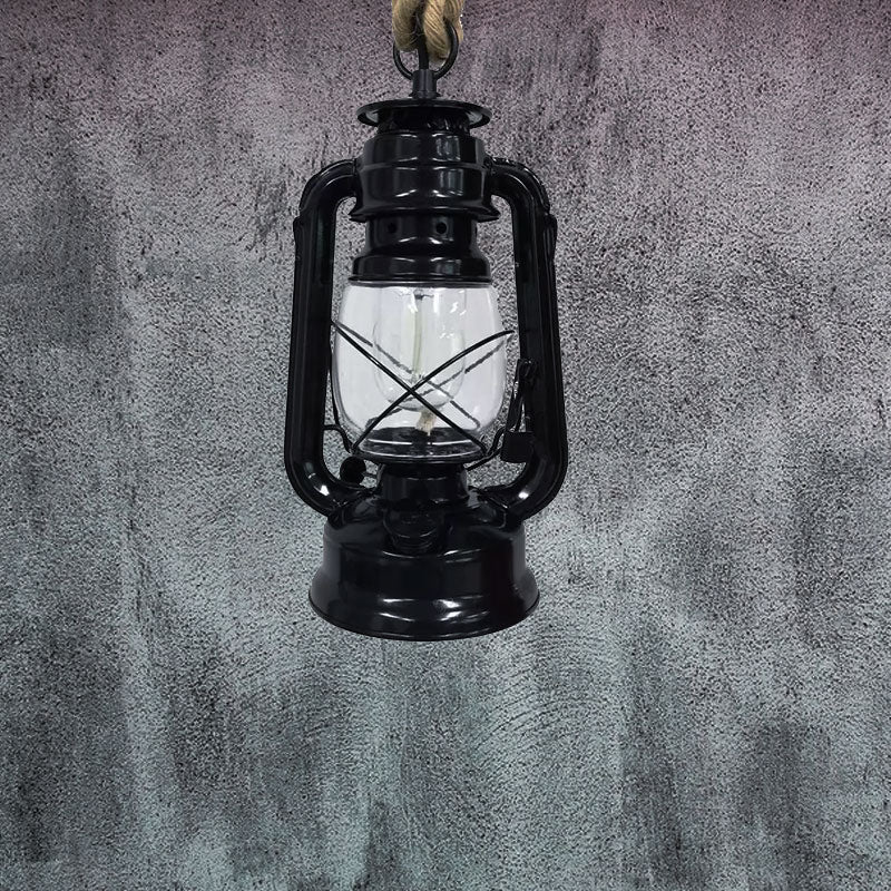 Industrial Clear Glass Pendant Ceiling Light for Coffee Shop - Black/Bronze/Antique Brass Finish