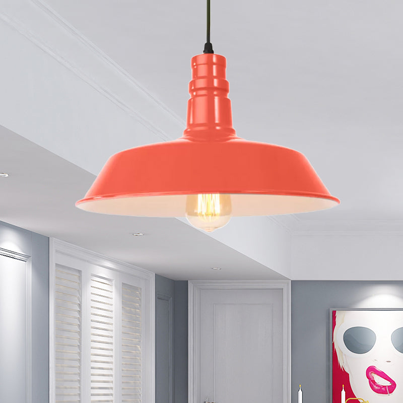 Retro Metal Barn Shade Hanging Lamp - Pink/Yellow 10/14/18 Diameter