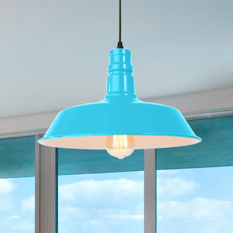 Retro Metal Barn Shade Hanging Lamp - Pink/Yellow 10/14/18 Diameter