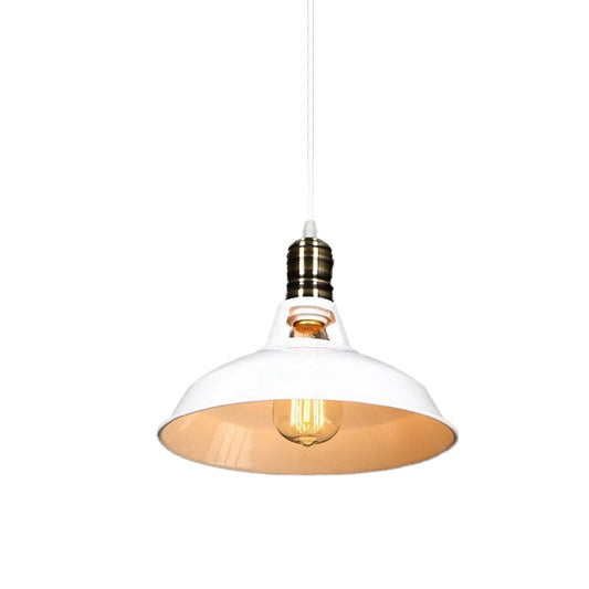 1-Head Barn Pendant Lighting, Industrial Style, Available in Black/White, 10.5/12/15 Inch Diameter