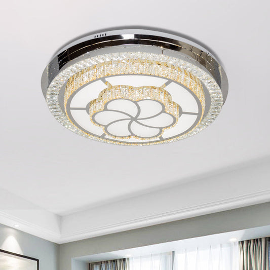 Contemporary LED Crystal Flush Ceiling Light Fixture for Parlor