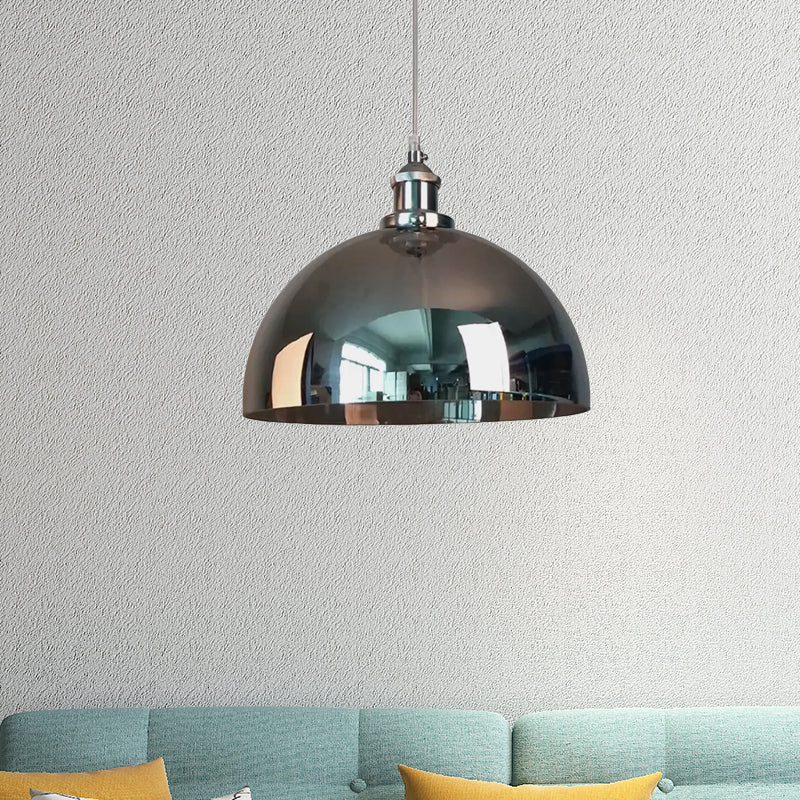 Mirrored Glass Pendant Ceiling Light In Chrome - Vintage Globe/Bowl/Dome Design