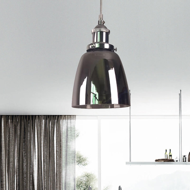 Mirrored Glass Pendant Ceiling Light In Chrome - Vintage Globe/Bowl/Dome Design