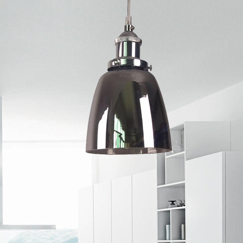 Mirrored Glass Pendant Ceiling Light In Chrome - Vintage Globe/Bowl/Dome Design