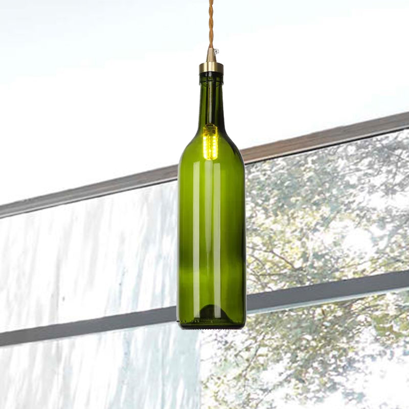 Industrial Smoke Grey/Green Glass Pendant Ceiling Light With Adjustable Cord - 1-Light Hanging Lamp