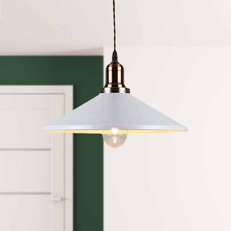 Stylish Cone/Saucer/Dome Shade Pendant Light for Restaurants - White Metal Hanging Pendant