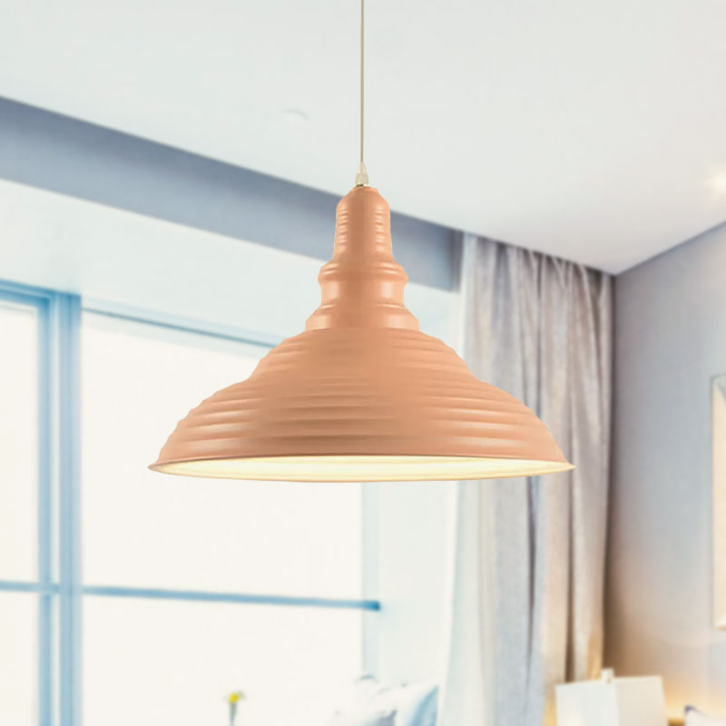 Lampe à suspension à double bulle en métal rose/bleu de style industriel : design côtelé, 1 lampe à suspension pour chambre à coucher