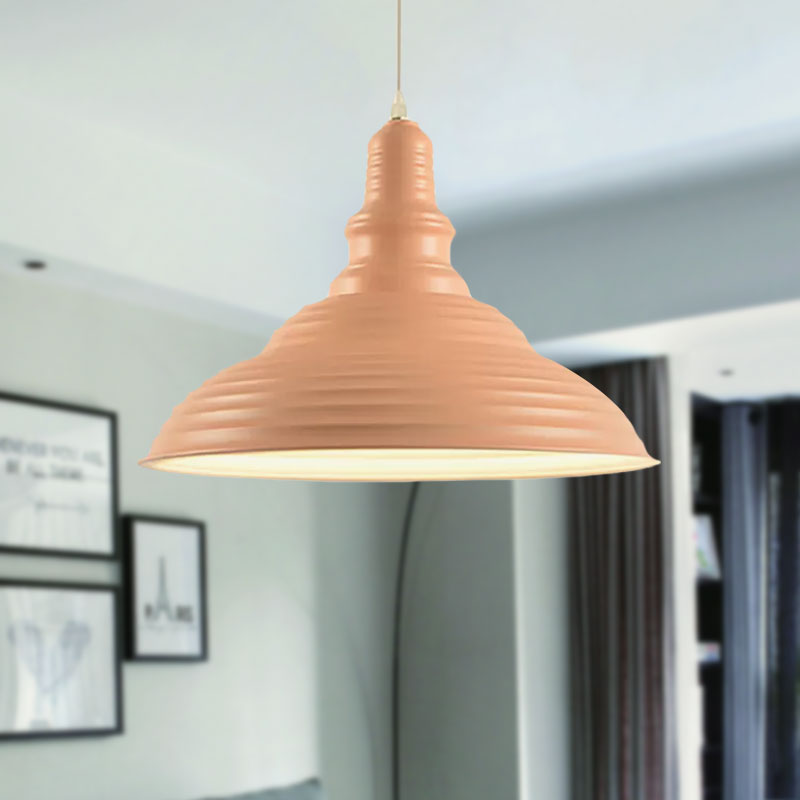 Lampe à suspension à double bulle en métal rose/bleu de style industriel : design côtelé, 1 lampe à suspension pour chambre à coucher