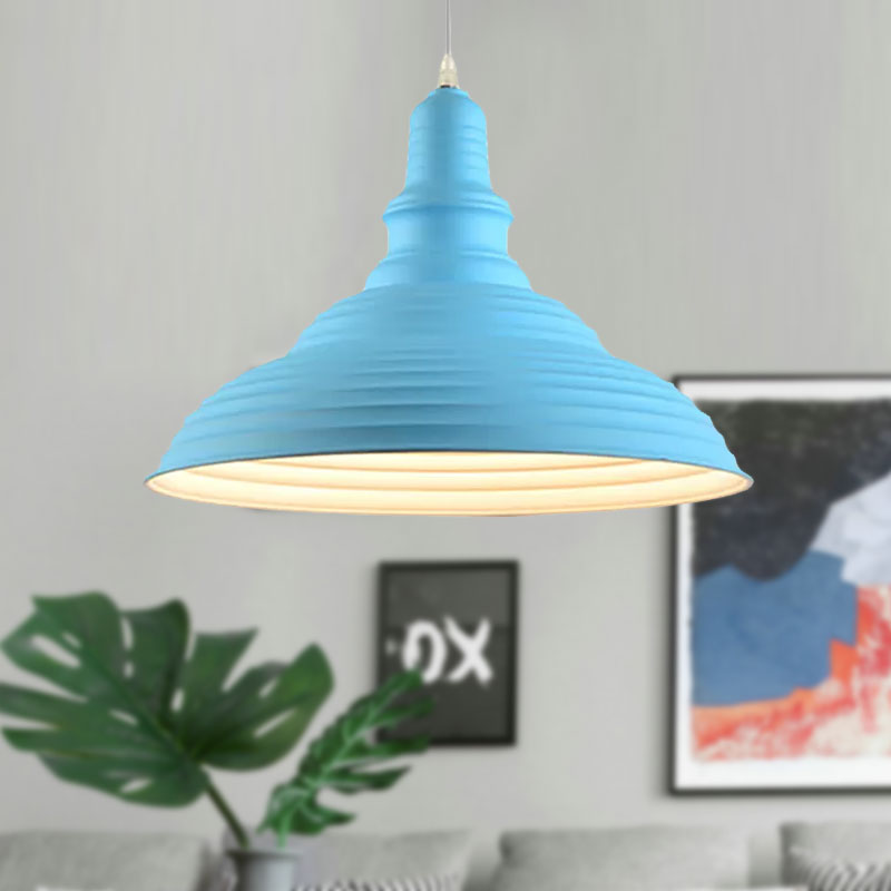 Lampe à suspension à double bulle en métal rose/bleu de style industriel : design côtelé, 1 lampe à suspension pour chambre à coucher