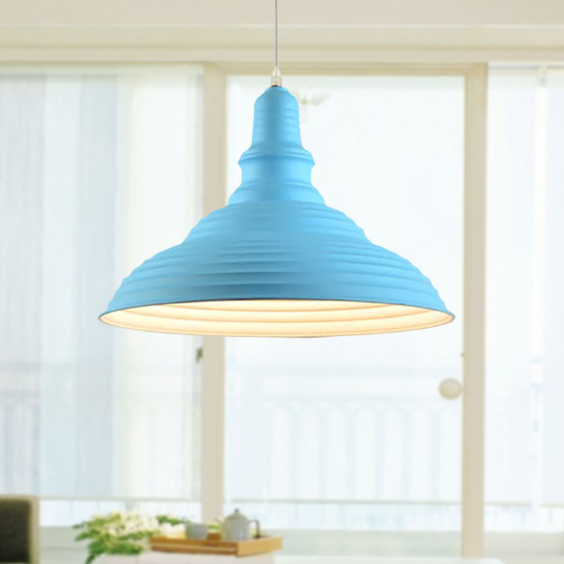 Lampe à suspension à double bulle en métal rose/bleu de style industriel : design côtelé, 1 lampe à suspension pour chambre à coucher