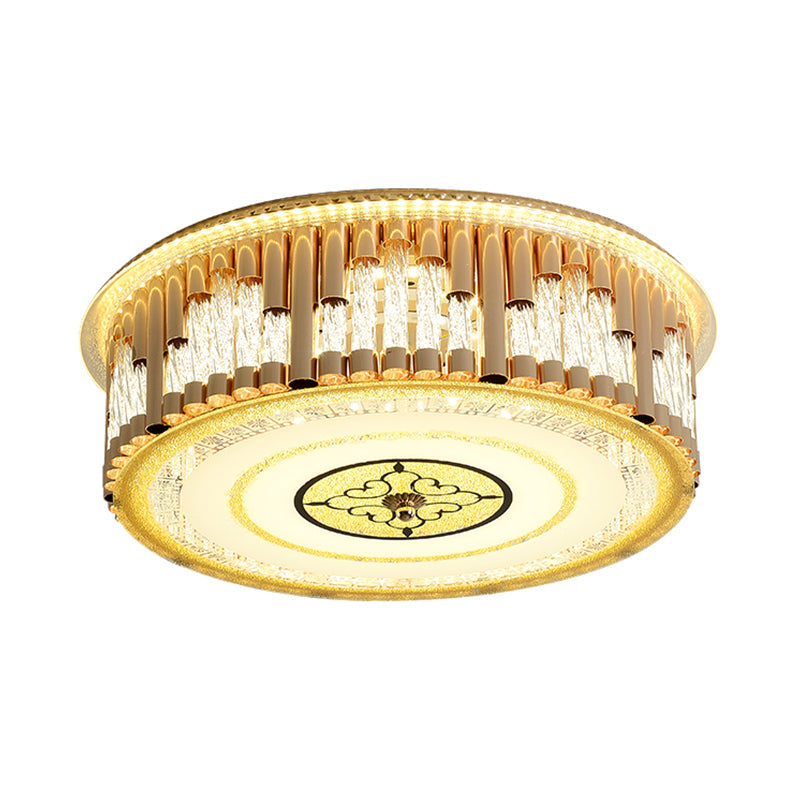 Luminaire de chambre à coucher contemporain à LED encastrable doré avec bandes en cristal transparent