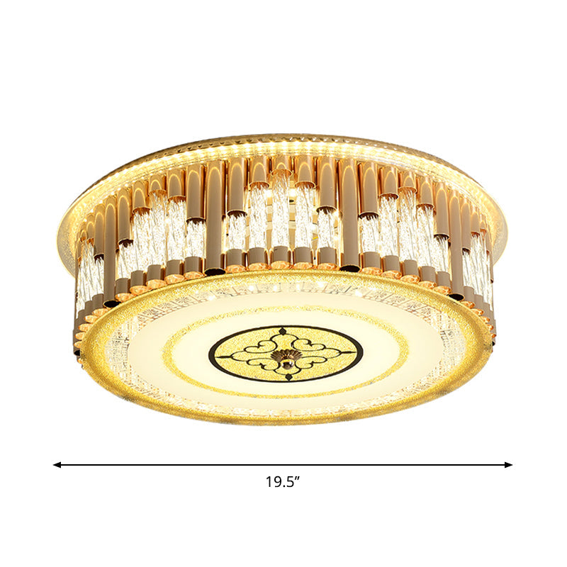 Luminaire de chambre à coucher contemporain à LED encastrable doré avec bandes en cristal transparent