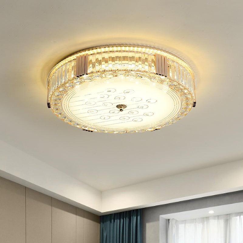 Modern LED Flush Mount Lamp with Rectangular-Cut Clear Crystals