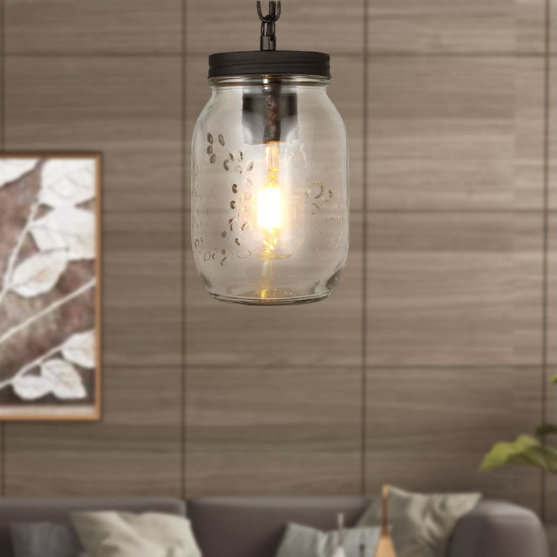 Classic Mason Jar Hanging Ceiling Light Pendant Lighting in Black