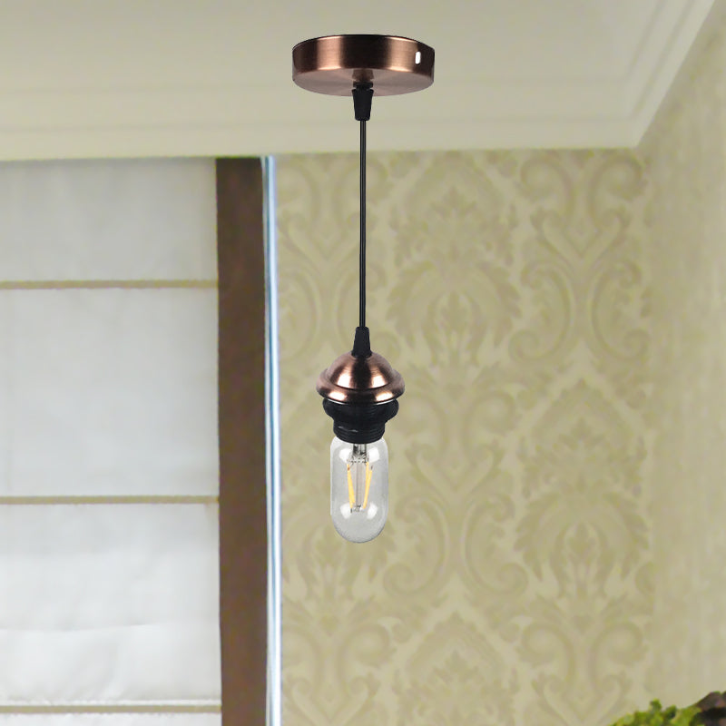 Bronze/Brass Industrial Mini Pendant Light With Height Adjustable Hanging Lamp - 1 Metal