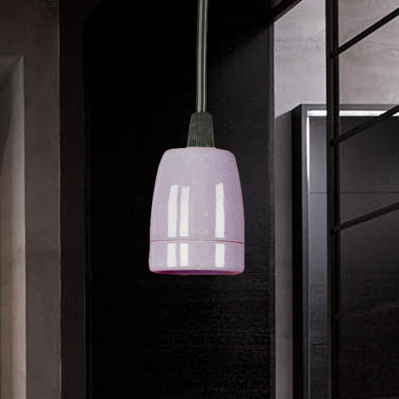 Retro Style 1-Head Mini Pendant Light: Adjustable Cord Black/Red Ceramic Ceiling Hanging