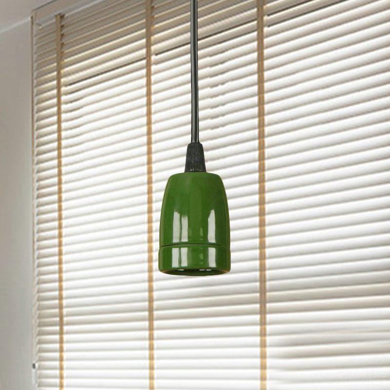 Retro Style 1-Head Mini Pendant Light: Adjustable Cord Black/Red Ceramic Ceiling Hanging