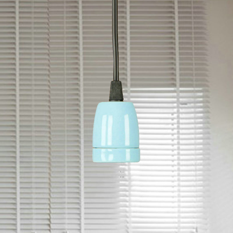 Retro Style 1-Head Mini Pendant Light: Adjustable Cord Black/Red Ceramic Ceiling Hanging