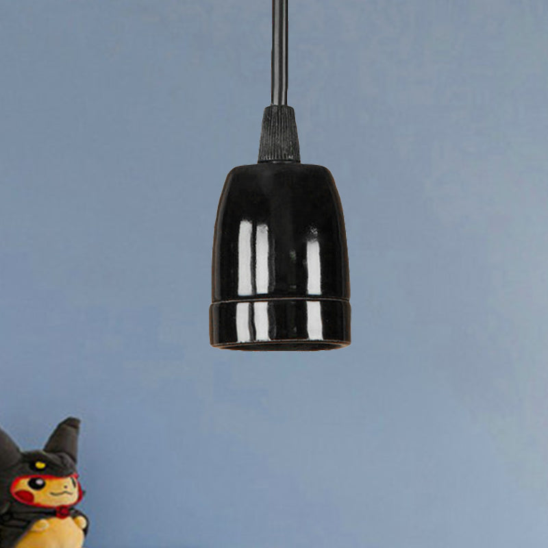 Retro Style 1-Head Mini Pendant Light: Adjustable Cord Black/Red Ceramic Ceiling Hanging