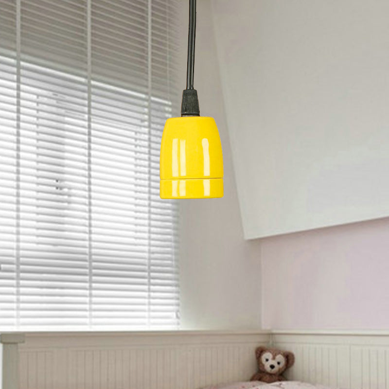 Retro Style 1-Head Mini Pendant Light: Adjustable Cord Black/Red Ceramic Ceiling Hanging