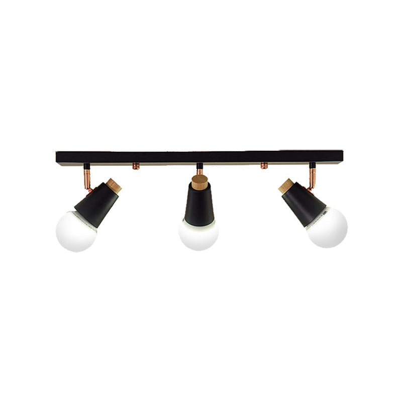 Industrial Metallic Linear Ceiling Light - 3/4 Heads Adjustable Semi Flush Track Fixture With Cup
